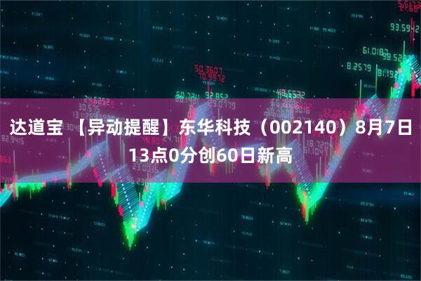 达道宝 【异动提醒】东华科技（002140）8月7日13点0分创60日新高